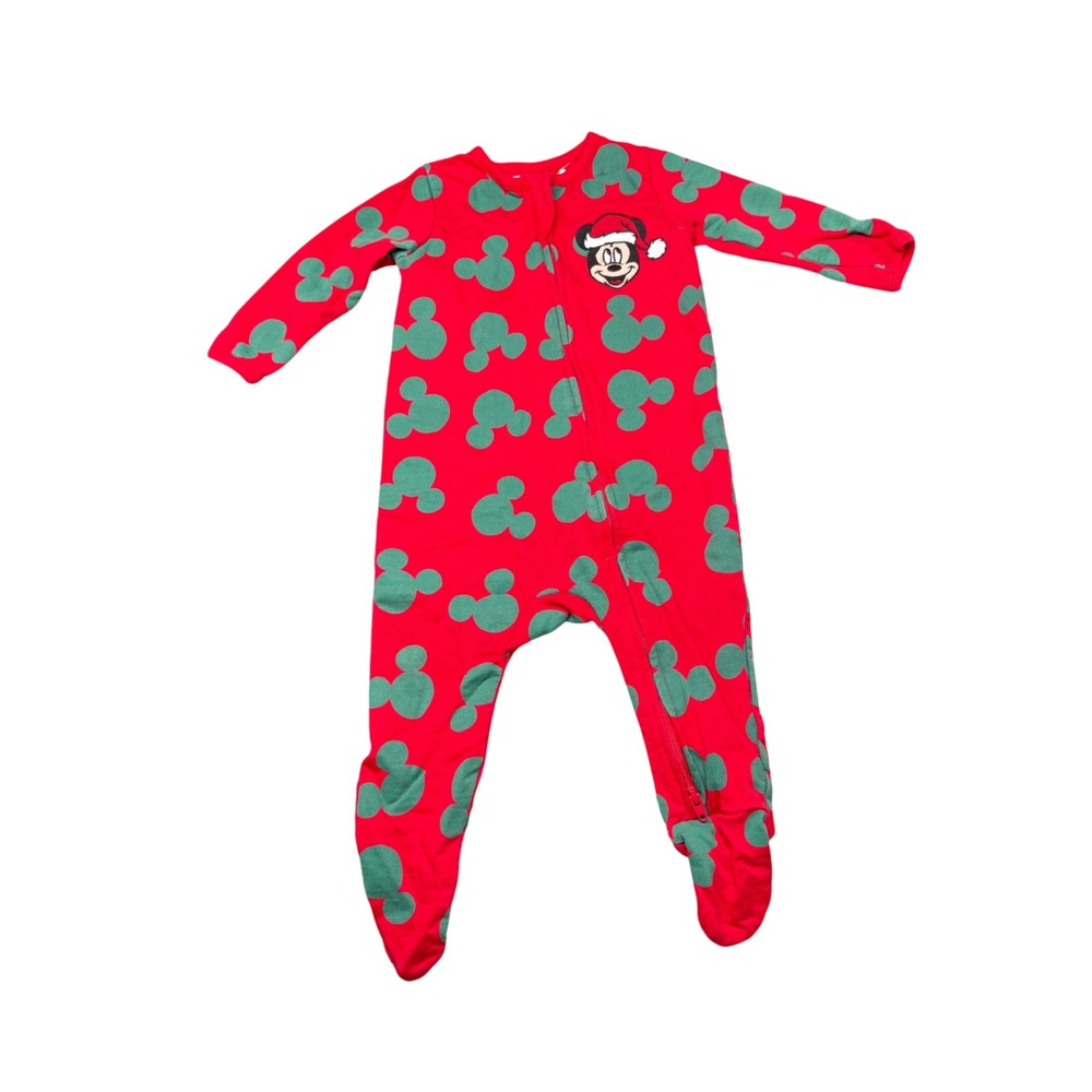 Monica + Andy Disney Mickey Mouse Christmas Organic Cotton Zip Footie Sleeper